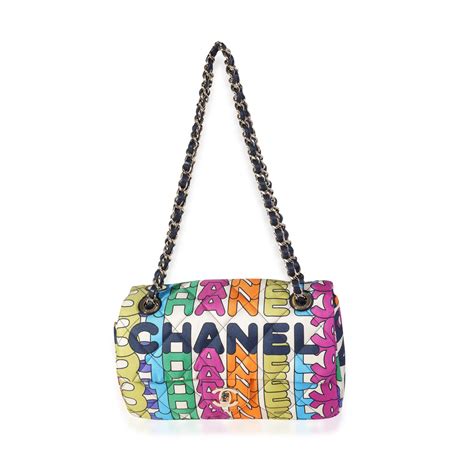 chanel rainbow logo nylon single flap bag|Chanel Rainbow Bag for sale .